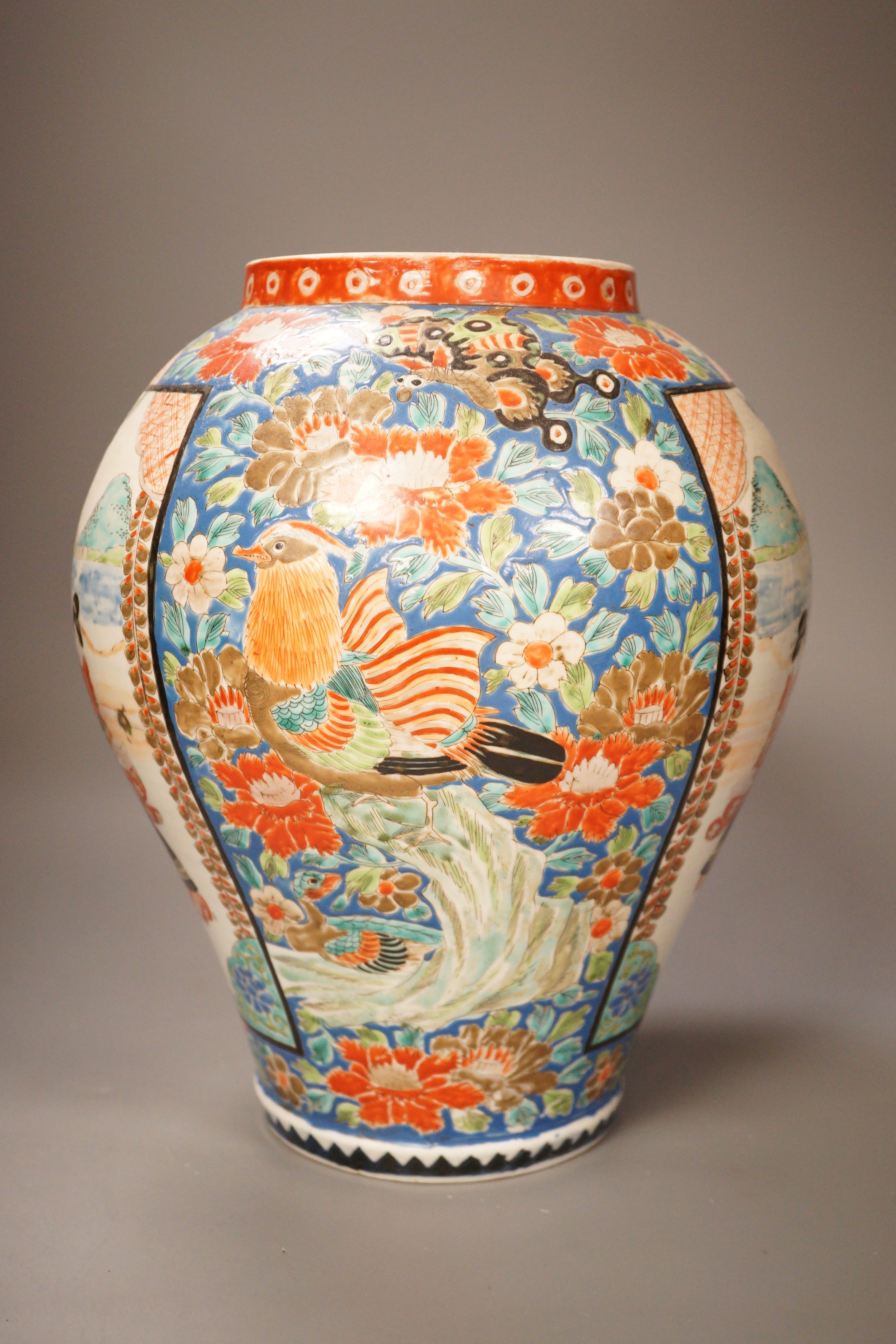 A Japanese kutani style vase, 32cm